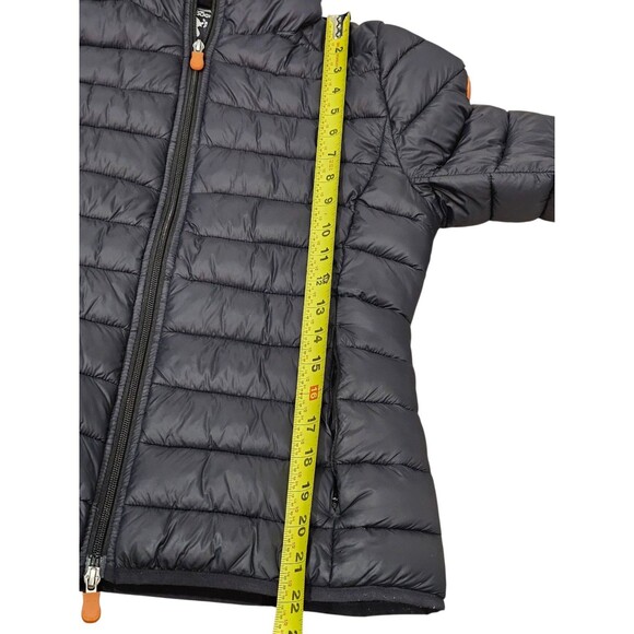 Save The Duck Womens 1/S Ultra Light Jacket Hooded Puffer Plumtech Navy Blue - Picture 15 of 16